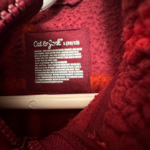 Cat & Jack Kids Plaid Puffer Jacket - Red and Orange - Picture 4 of 4